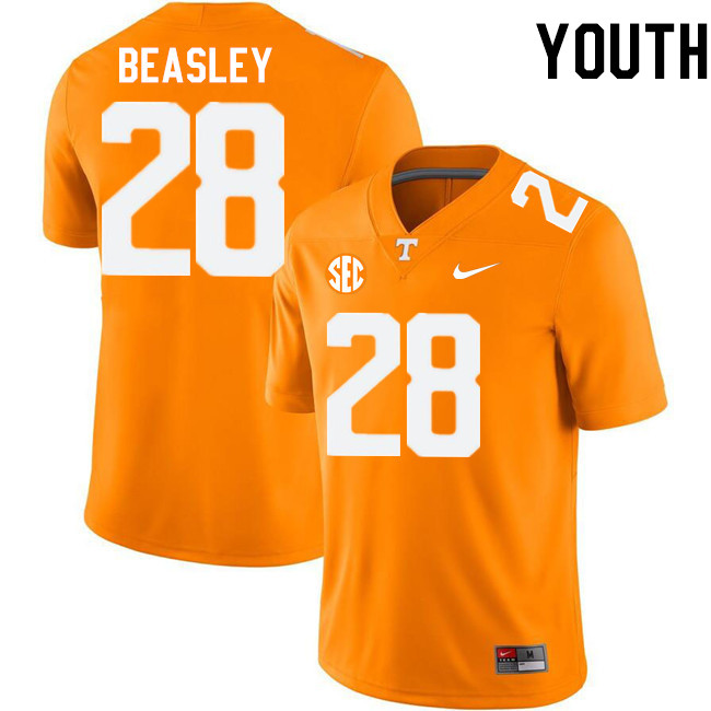 Youth #28 Kaleb Beasley Tennessee Volunteers College Football Jerseys Stitched-Orange